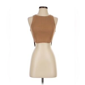 Zara Tan Ribbed Crop Top
